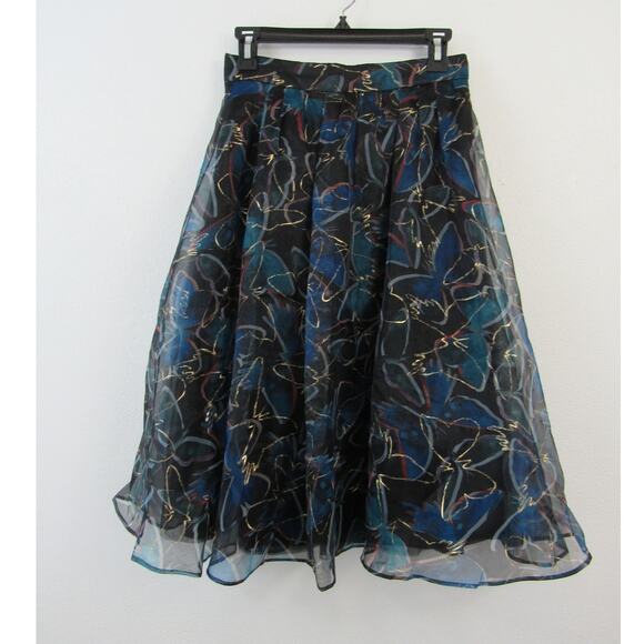 Moulinette Soeurs Size 4 Anthropologie Butterfly Mesh Skirt Blue Abstract Artsy - Picture 2 of 7